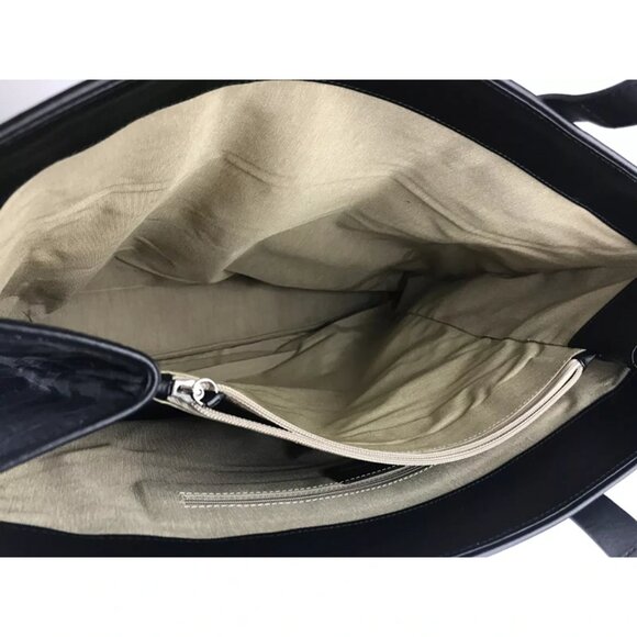 Lancel Women Black Inner Zip Pocket Adjustable Double Handles Tote Bag - Picture 8 of 10